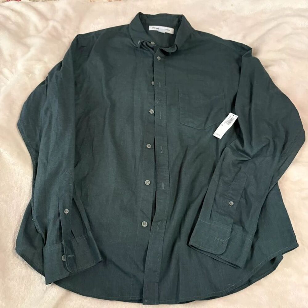 Old Navy button up shirt solid green size XL NWT